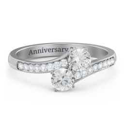 Two Stone Ring With Sparkling Accents And Filigree Settings