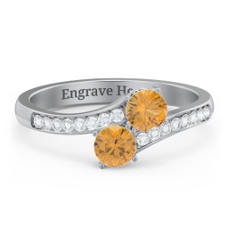 Two Stone Ring With Sparkling Accents And Filigree Settings