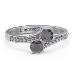 Two Stone Ring With Sparkling Accents And Filigree Settings