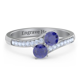 Two Stone Ring With Sparkling Accents And Filigree Settings