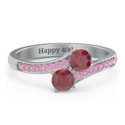 Two Stone Ring With Sparkling Accents And Filigree Settings