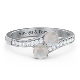Two Stone Ring With Sparkling Accents And Filigree Settings
