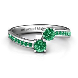 Elegant Accent Two Stone Ring in 925 Sterling Silver with Emerald and Green Premium Zirconia