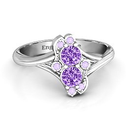 Sense of Style Two Stone Ring in 925 Sterling Silver with Amethyst and Amethyst Premium Zirconia