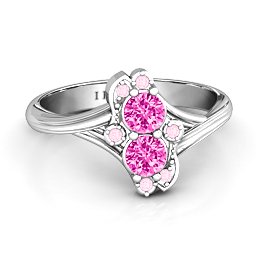 Sense of Style Two Stone Ring in 925 Sterling Silver with Pink Tourmaline and Fancy Pink Premium Zirconia