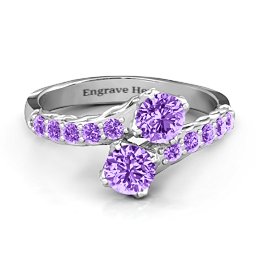 Intricate Infinity Two Stone Ring in 925 Sterling Silver with Amethyst
