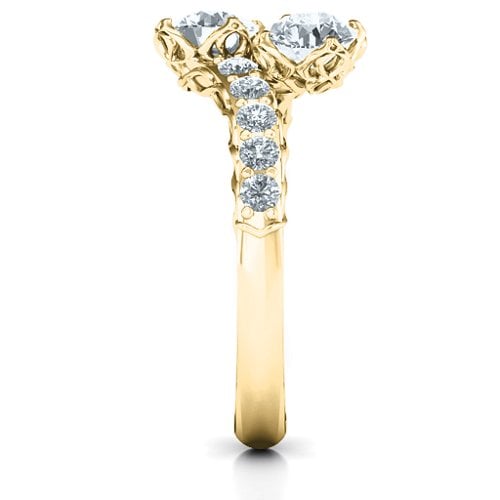 Intricate Infinity Two Stone Ring – 10K Yellow Gold with Diamond and Cubic Zirconia