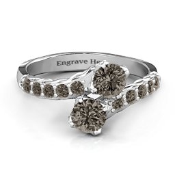 Intricate Infinity Two Stone Ring in 925 Sterling Silver with Smokey Quartz