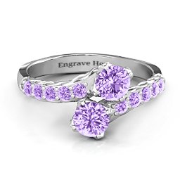 Intricate Infinity Two Stone Ring in 925 Sterling Silver with Amethyst