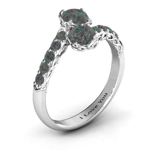 Intricate Infinity Two Stone Ring – Sterling Silver with Alexandrite