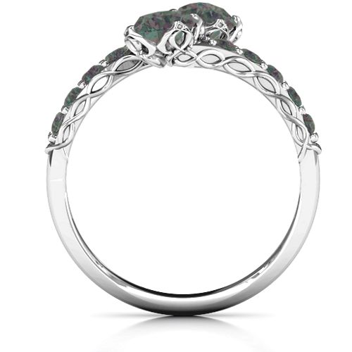 Intricate Infinity Two Stone Ring – Sterling Silver with Alexandrite