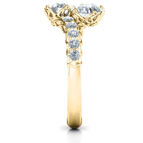 Intricate Infinity Two Stone Ring – 10K Yellow Gold with Diamond and Cubic Zirconia