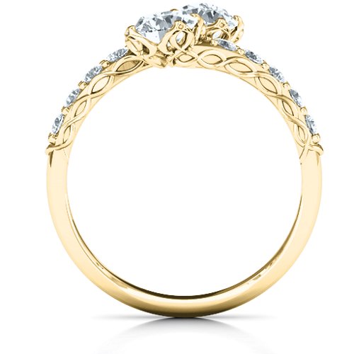 Intricate Infinity Two Stone Ring – 10K Yellow Gold with Diamond and Cubic Zirconia