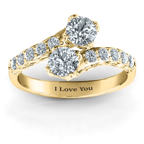 Intricate Infinity Two Stone Ring – 10K Yellow Gold with Diamond and Cubic Zirconia