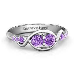 Classic Curves Two-Stone Ring in 925 Sterling Silver with Amethyst and Amethyst Premium Zirconia