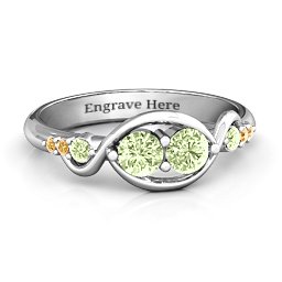 Classic Curves Two-Stone Ring in 925 Sterling Silver with Peridot and Fancy Yellow Premium Zirconia