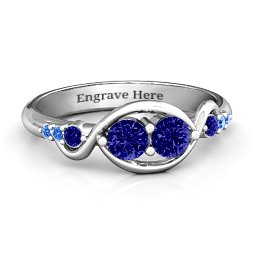 Classic Curves Two-Stone Ring in 925 Sterling Silver with Blue Sapphire and Fancy Blue Premium Zirconia