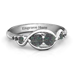 Classic Curves Two-Stone Ring in 925 Sterling Silver with Alexandrite and Black Premium Zirconia