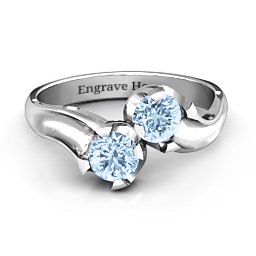 Two Stone Sparkle Ring in 925 Sterling Silver with Aquamarine