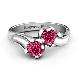 Two Stone Sparkle Ring in 925 Sterling Silver with Ruby