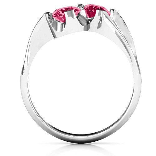 Two Stone Sparkle Ring – Sterling Silver with Ruby