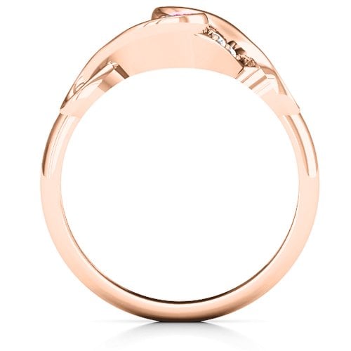 Element of Infinity Two Stone Ring – 10K Rose Gold with Pink Tourmaline, Aquamarine, and White Premium Zirconia