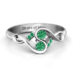 Element of Infinity Two Stone Ring in 925 Sterling Silver with Emerald and Green Premium Zirconia