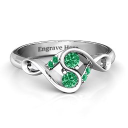 Element of Infinity Two Stone Ring in 925 Sterling Silver with Emerald and Green Premium Zirconia