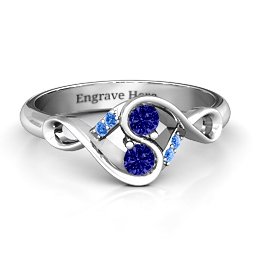 Element of Infinity Two Stone Ring in 925 Sterling Silver with Blue Sapphire and Fancy Blue Premium Zirconia