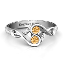 Element of Infinity Two Stone Ring in 925 Sterling Silver with Citrine and White Premium Zirconia