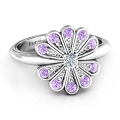 Pretty As A Peacock Ring – Sterling Silver with Cubic Zirconia and Amethyst