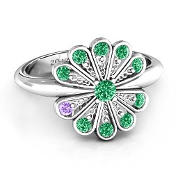 Pretty As A Peacock Ring in 925 Sterling Silver with Emerald and Amethyst