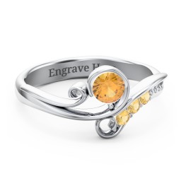Family Flair Ring With 2-6 Birthstones in 925 Sterling Silver with Citrine and Cubic Zirconia