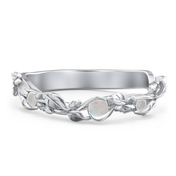 Leaf Band Ring with Gemstones