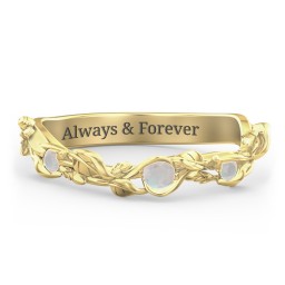 Leaf Band Ring with Gemstones