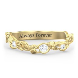 Leaf Band Ring with Gemstones