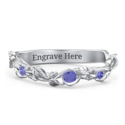 Leaf Band Ring with Gemstones