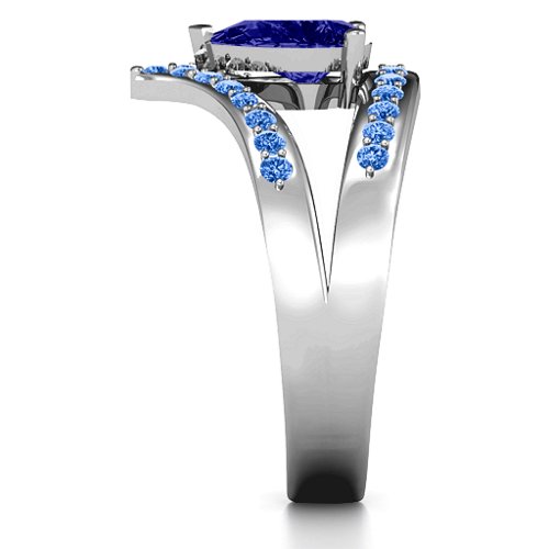 Point Of Elegance Ring – Sterling Silver with Blue Sapphire and Fancy Blue Premium Zirconia