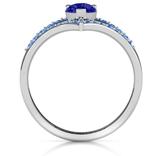 Point Of Elegance Ring – Sterling Silver with Blue Sapphire and Fancy Blue Premium Zirconia