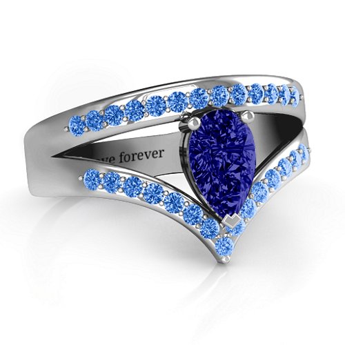 Point Of Elegance Ring – Sterling Silver with Blue Sapphire and Fancy Blue Premium Zirconia