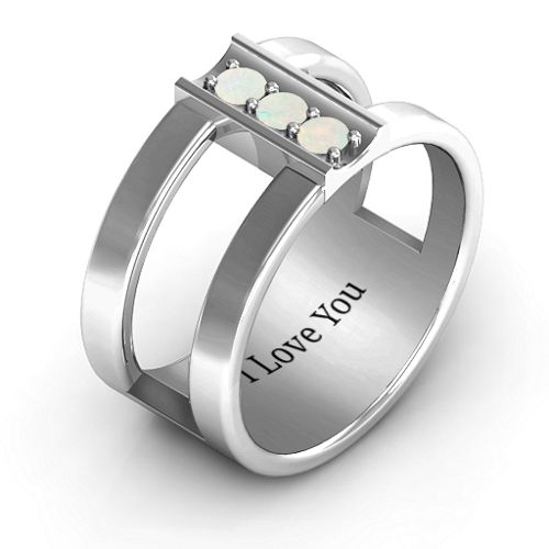 Layers Of Love Ring – Sterling Silver with Opal