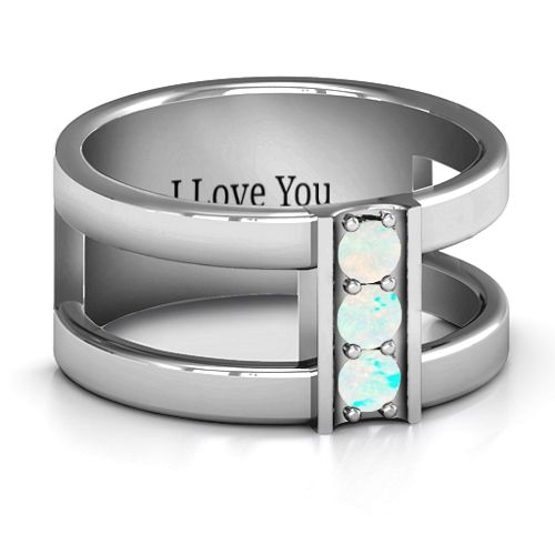 Layers Of Love Ring – Sterling Silver with Opal