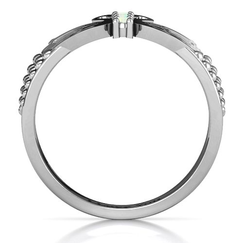 Sparkling Swan Ring – Sterling Silver with Opal