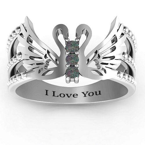 Sparkling Swan Ring – Sterling Silver with Alexandrite