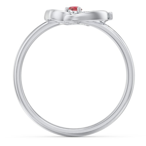 Butterfly Baby Feet Ring – 10K White Gold with Garnet