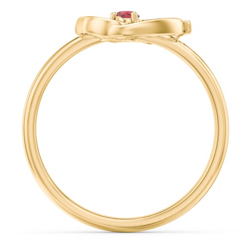Butterfly Baby Feet Ring – 10K Yellow Gold with Garnet