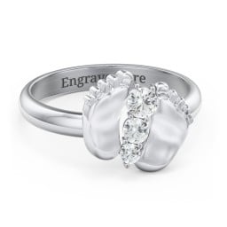 Baby Feet Birthstone Ring