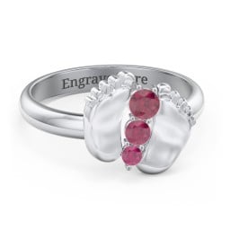 Baby Feet Birthstone Ring