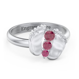 Baby Feet Birthstone Ring