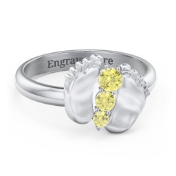 Baby Feet Birthstone Ring in 925 Sterling Silver with Citrine